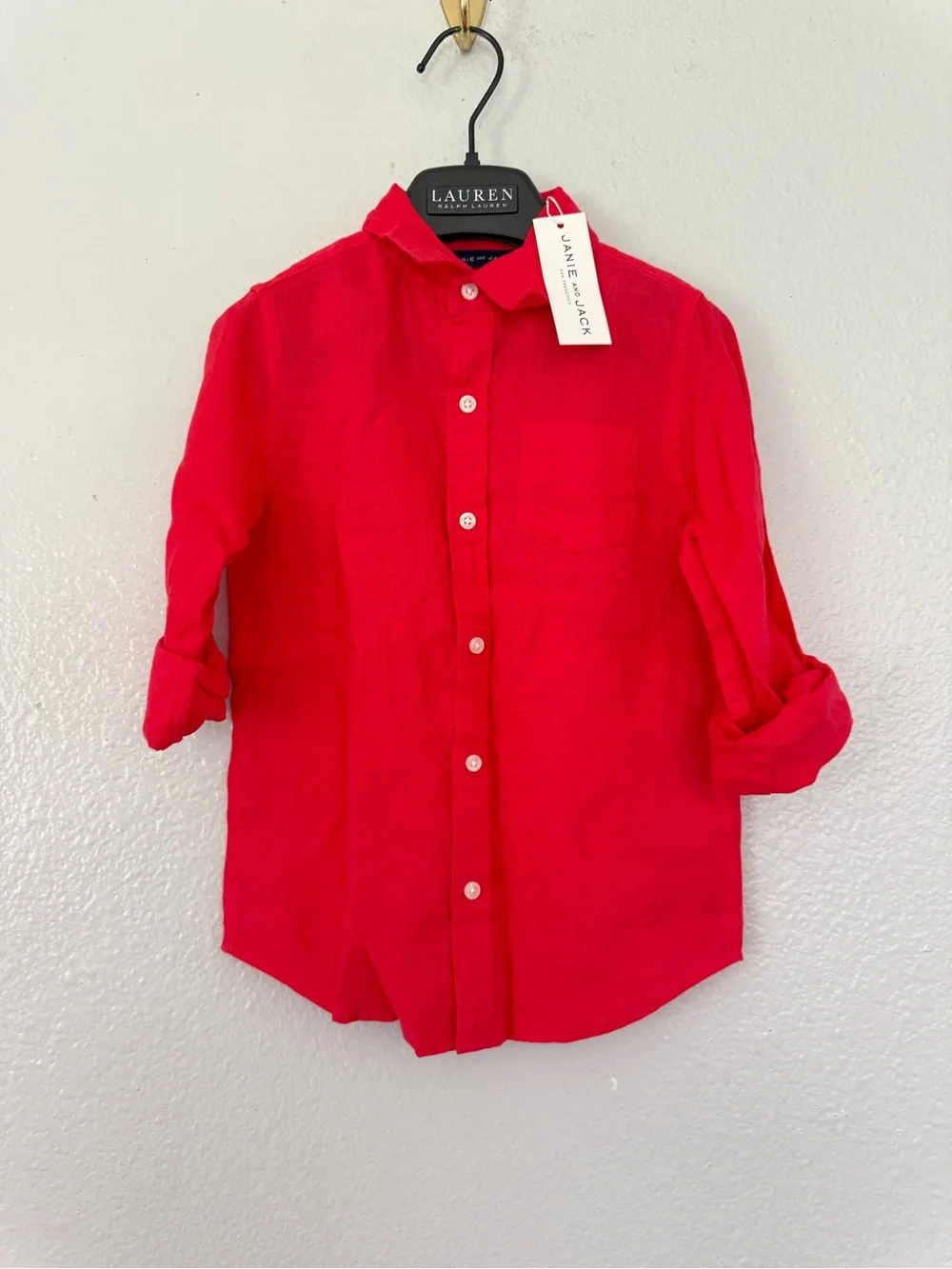New Janie and Jack Toddler Summer Linen Button Down Shirt Size: 5